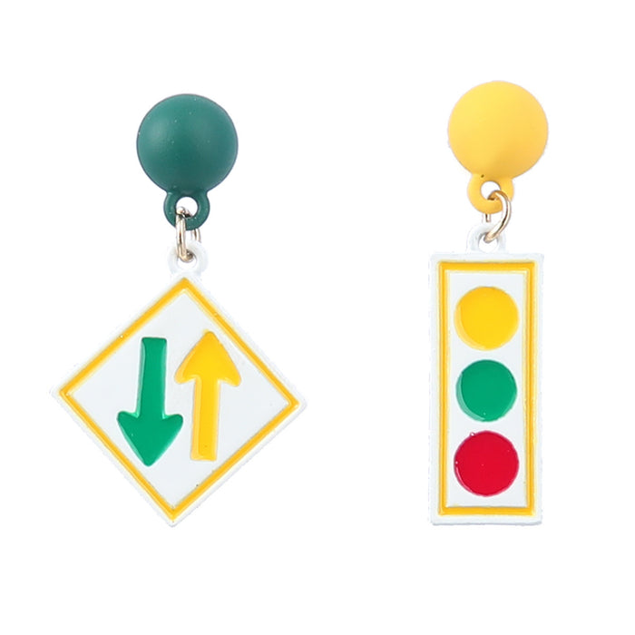 Wholesale Earrings Alloy Ceramic Funny Traffic Sign JDC-ES-JL1031