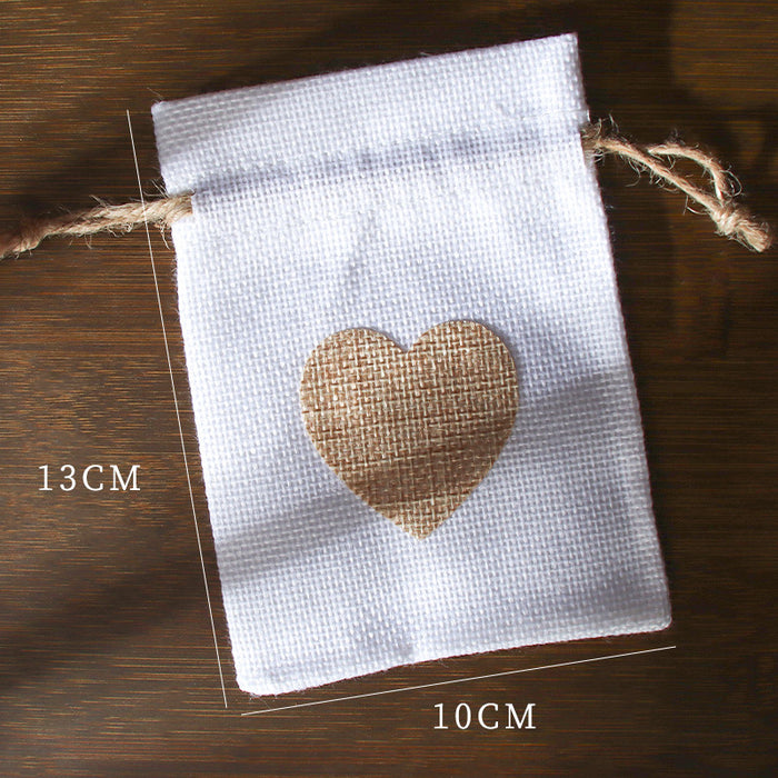 Bolsa de regalo al por mayor algodón y lino bolsillo de bolsillo de amor MOQ≥2 JDC-GB-QIAOC001