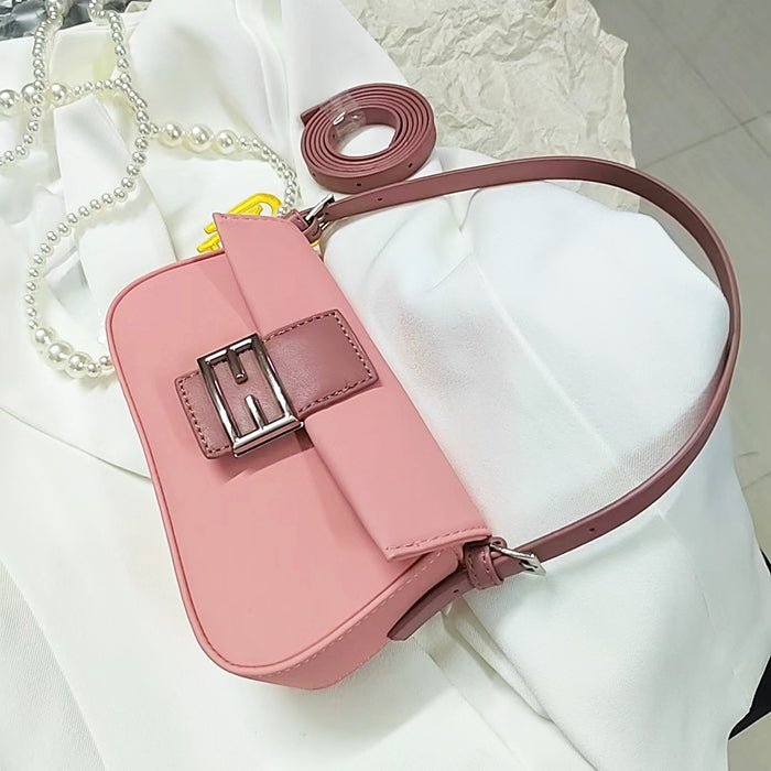Wholesale Shoulder Bag PU Scrub Underarm Bag Pink JDC-SD-JXF004