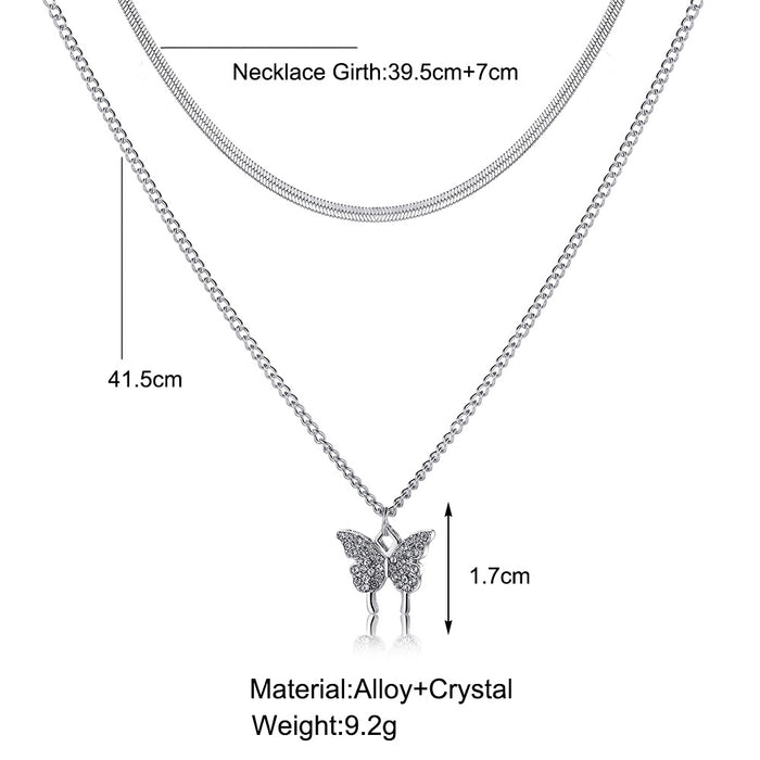 Wholesale Necklace Alloy Snake Bone Chain Necklace Multilayer Butterfly Necklace JDC-NE-F276