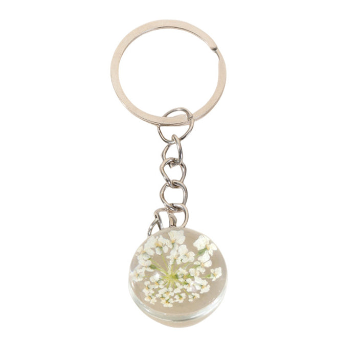 Wholesale Preserved Flower Glass Alloy Dried Flower Keychain JDC-KC-WuoD031