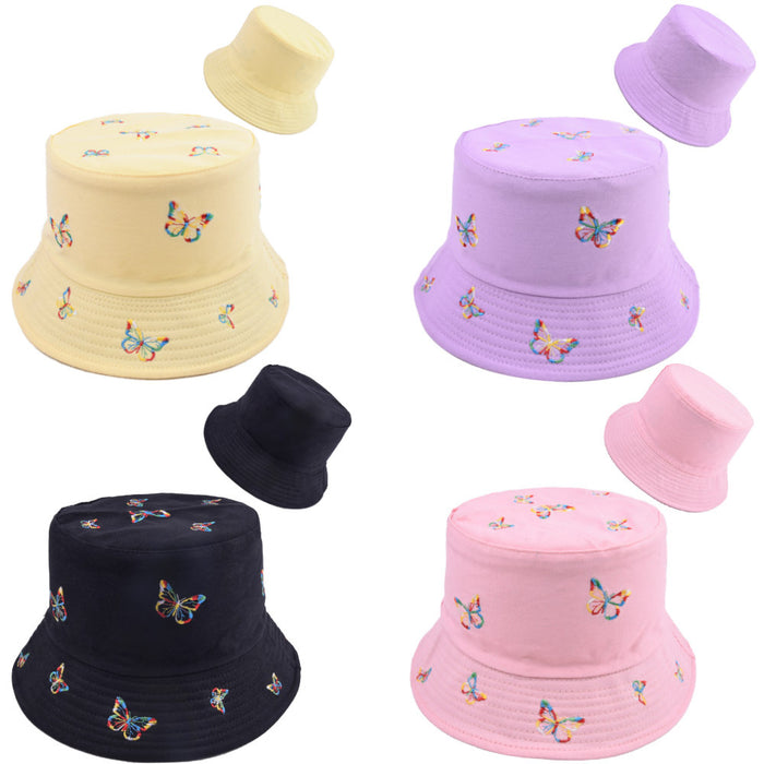 Wholesale butterfly embroidery fisherman hat sun protection sun hat MOQ≥2 JDC-FH-WenR015