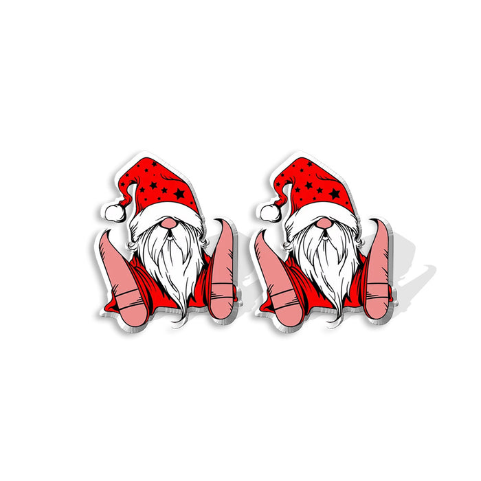 Wholesale Earrings Acrylic Shrink Christmas Gnome Old Man MOQ≥5 JDC-ES-XiangL042