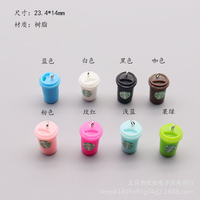 Wholesale Keychain Miniature Food Play Coffee Cup Drink Handmade DIY Jewelry JDC-KC-OHuan006
