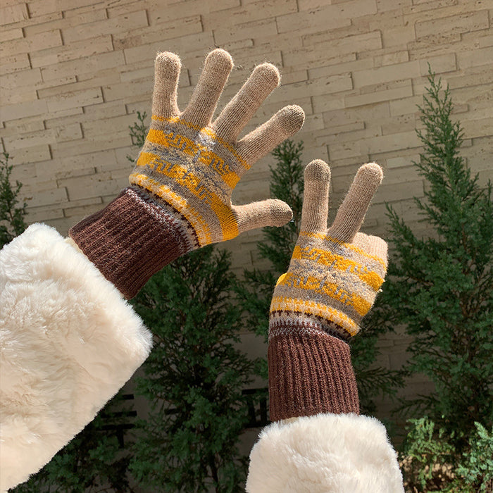 Wholesale Gloves Acrylic Christmas Snowflake Touch Screen MOQ≥2 JDC-GS-JingZ006