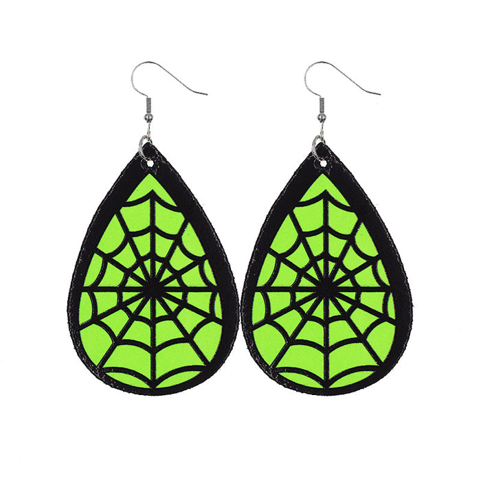 Wholesale Earrings Halloween Leather Earrings Spider Web Witch MOQ≥2 JDC-ES-zuol010