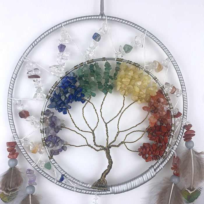Wholesale high-grade crystal stone tree of life dreamcatcher hand-woven MOQ≥2 JDC-DC-YanEn001