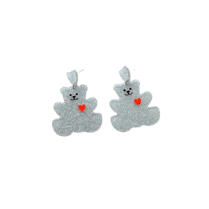 Jewelry WholesaleWholesale Acrylic Bear Love Cartoon Shiny Earrings JDC-ES-XNuo010 Earrings 协诺 %variant_option1% %variant_option2% %variant_option3%  Factory Price JoyasDeChina Joyas De China