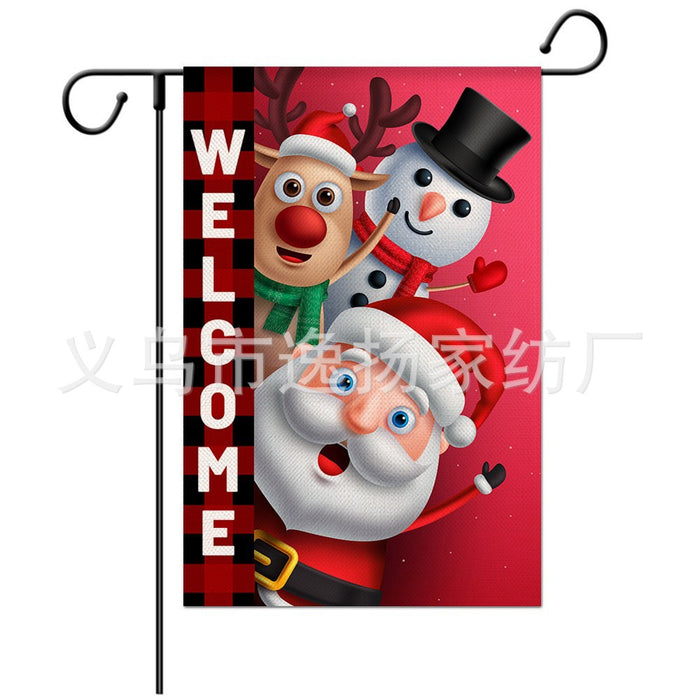 Wholesale Decorative Christmas Linen Garden Flag Festive Decoration Double Sided Printing JDC-DCN-Yiyang002