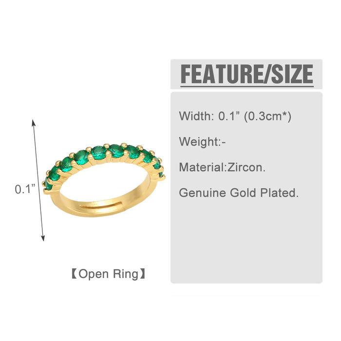 Wholesale Ring Copper Plated 18K Gold Zircon Heart Shape Adjustable JDC-PREMAS-RS-006