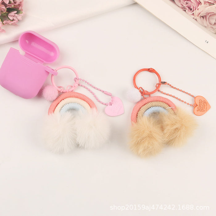 Wholesale Keychains Alloy Rainbow Hair Ball Colored Hearts JDC-KC-YiHan048