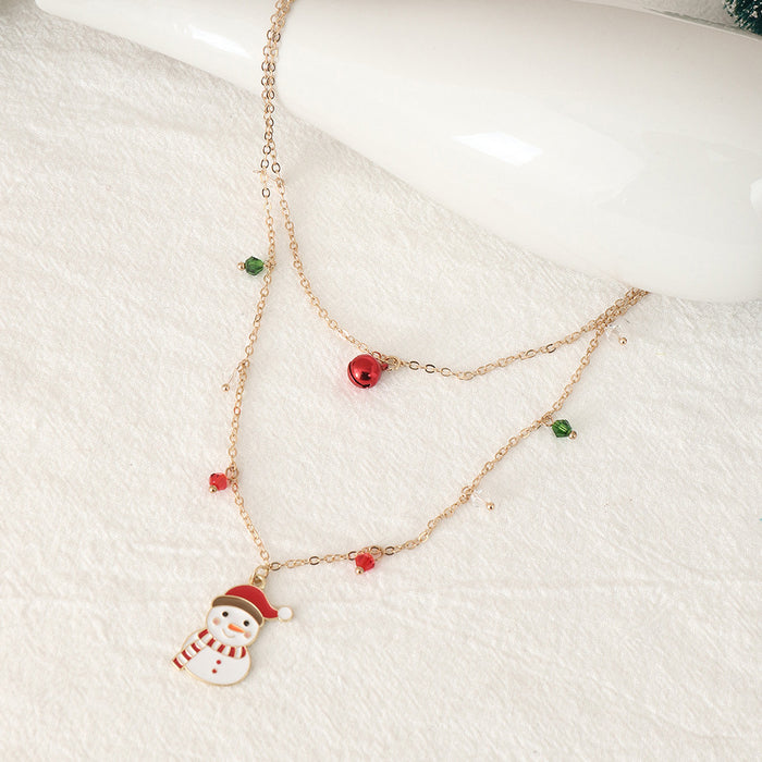 Wholesale Necklaces Resin Alloy Christmas Snowman Double Layer JDC-NE-NZ074
