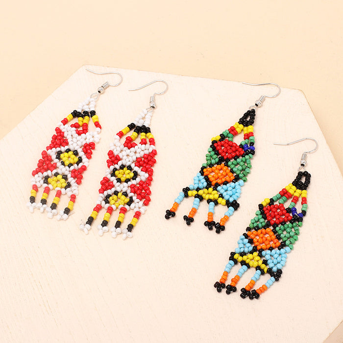 Wholesale Handmade Rice Beads Tassel Earrings MOQ≥2 JDC-ES-Yir005
