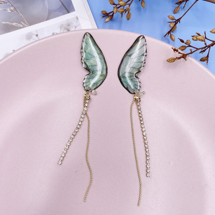 Wholesale Earrings Drop Glue Full Drill Long Tassel Butterfly Wings JDC-ES-Nina006