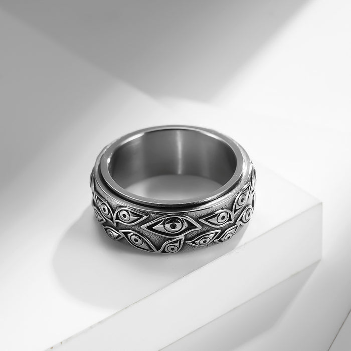 Anillo al por mayor del anillo al por mayor God's Eye acero inoxidable de acero rotativo de acero titanio de titanio JDC-RS-Premqianf008