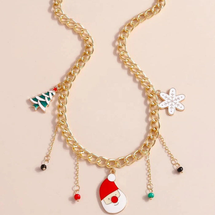 Wholesale Necklace Alloy Christmas Tree Santa Snowflake MOQ≥3 JDC-NE-YuanY002