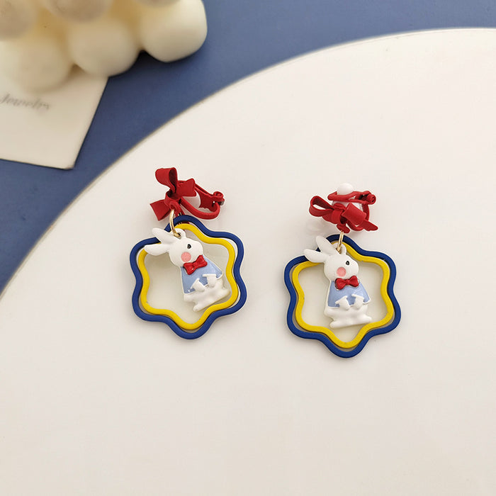 Wholesale Earring Alloy Cute Bow Bunny JDC-ES-BLD005