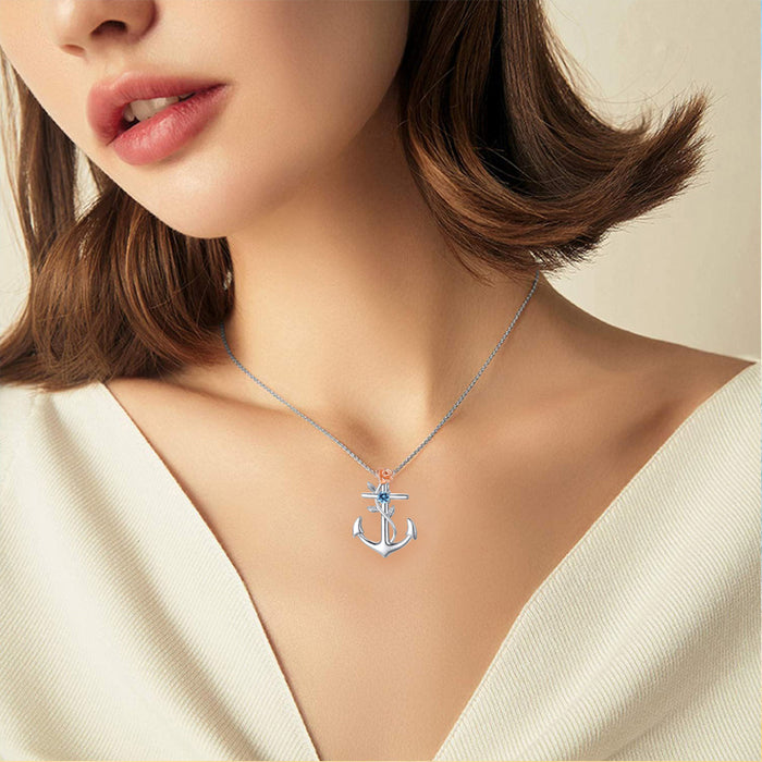 Wholesale anchor rose diamond anchor necklace JDC-NE-XunO014