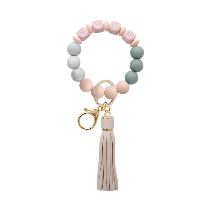 Wholesale Love Letters Silicone perle Pildel bracelet Keychain JDC-KC-JM031