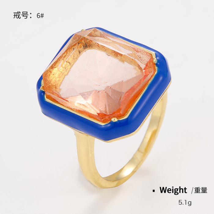 Wholesale Gemstone Enamel Alloy Zircon Ring JDC-RS-KenJ001