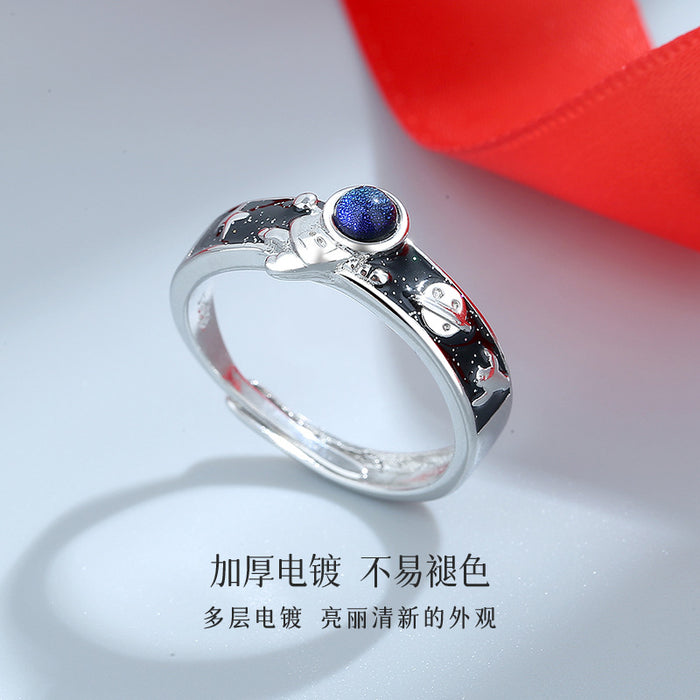 Wholesale Rings Copper Glazed Stone Astronaut Couple Rings JDC-RS-XinR002