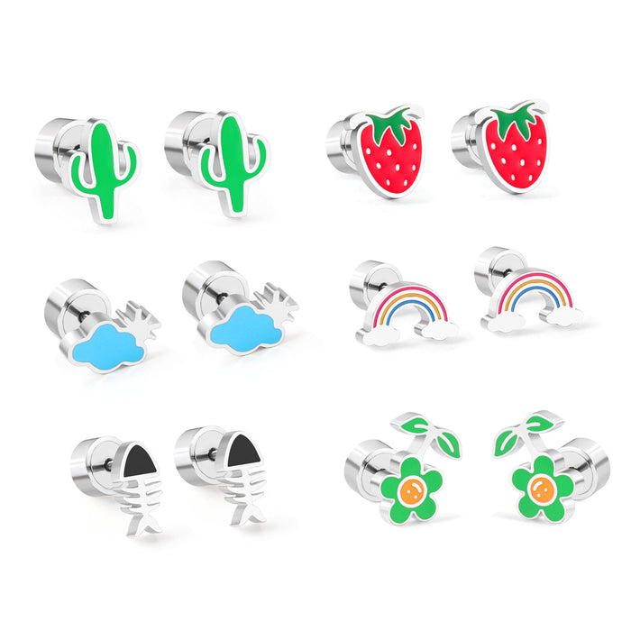 Wholesale cute ladies and children earrings various stainless steel MOQ≥3 JDC-ES-Aiseng002