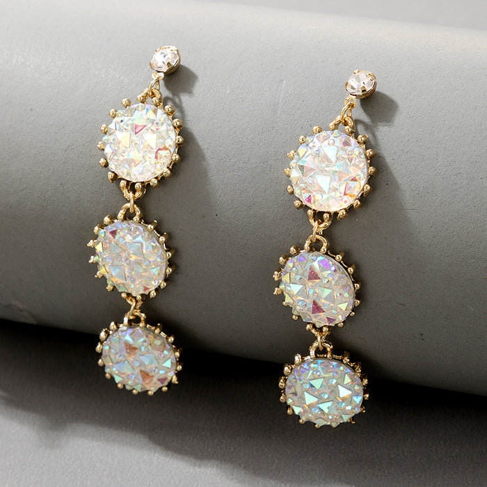 Wholesale Earrings Alloy Round Fancy Colored Diamond Tassel MQO≥2 JDC-ES-lingg015