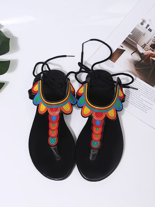 Wholesale colorful sandals with flip flops plus size round toe JDC-SD-DaiW001