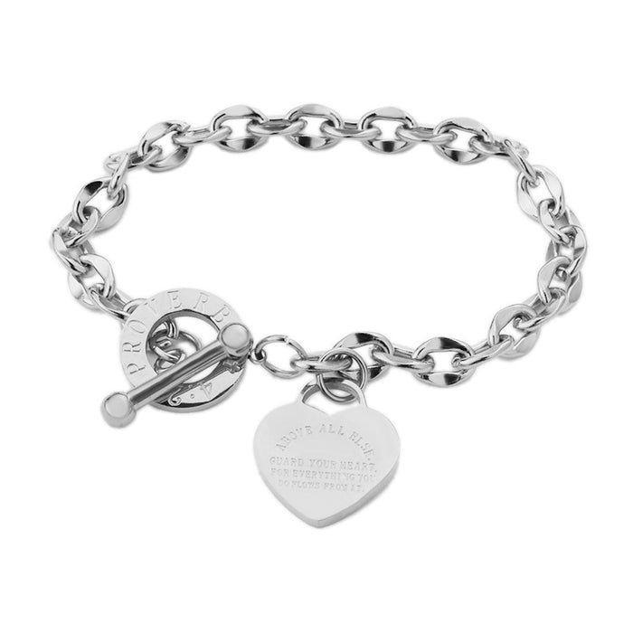 Wholesale Bracelet Stainless Steel Heart Letter Chain MOQ≥2 JDC-BT-BLu002
