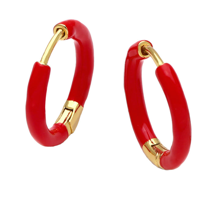 Wholesale Earrings Copper Plated 18K Gold Enamel Color JDC-PREMAS-ES-016