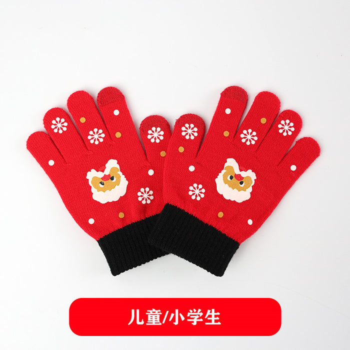 Wholesale Gloves Polyester Christmas Warm Finger Knit Gloves Touch Screen MOQ≥2 JDC-GS-RH011