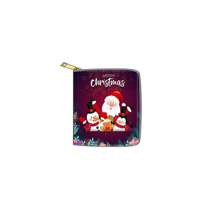 Wholesale Wallet PU Christmas Fawn Santa Claus Short Zipper MOQ≥3 JDC-WT-Dengxin015