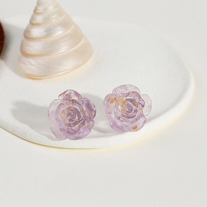 Wholesale Small Fragrance Fantasy Color Matching Rose Earrings JDC-ES-Mdd034