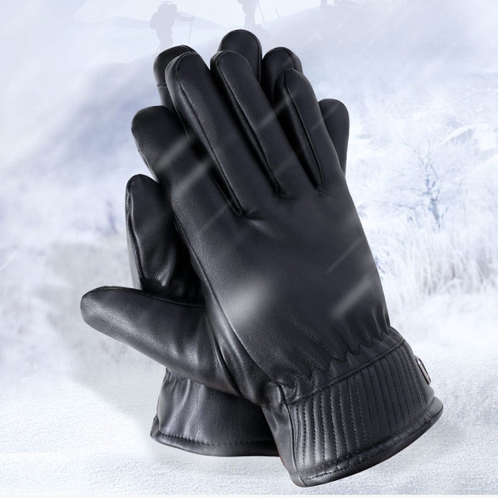 Wholesale Gloves Artificial Leather Thickened Warm Down Cotton Touch Screen MOQ≥3 JDC-GS-RuiY003