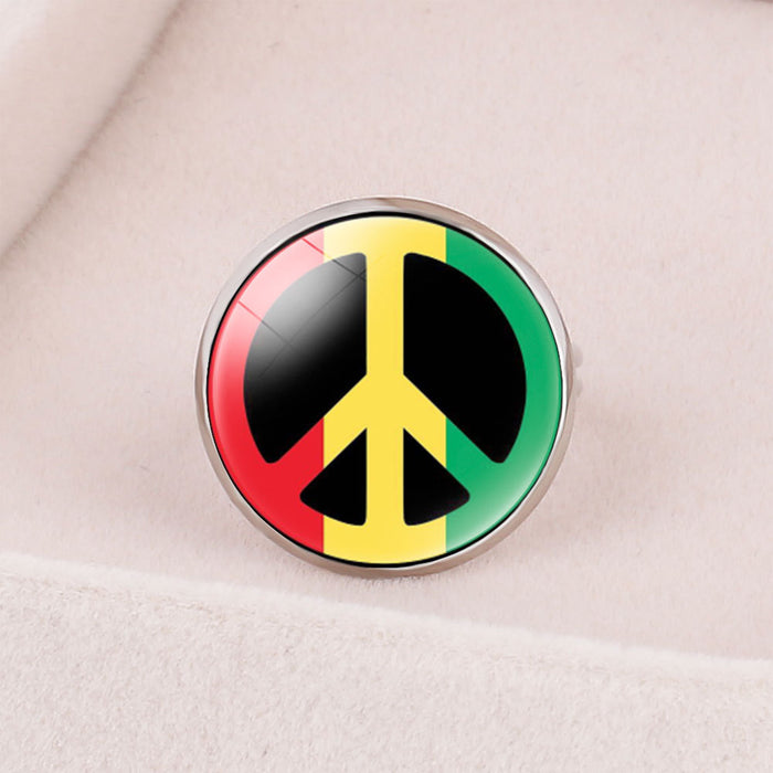 Wholesale Rings Iron Glass Adjustable International Station Colored Peace Sign JDC-RS-NingX004