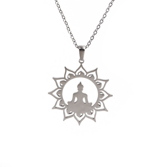 Wholesale Stainless Steel Lotus Pendant Necklace Accessories JDC-NE-ML154