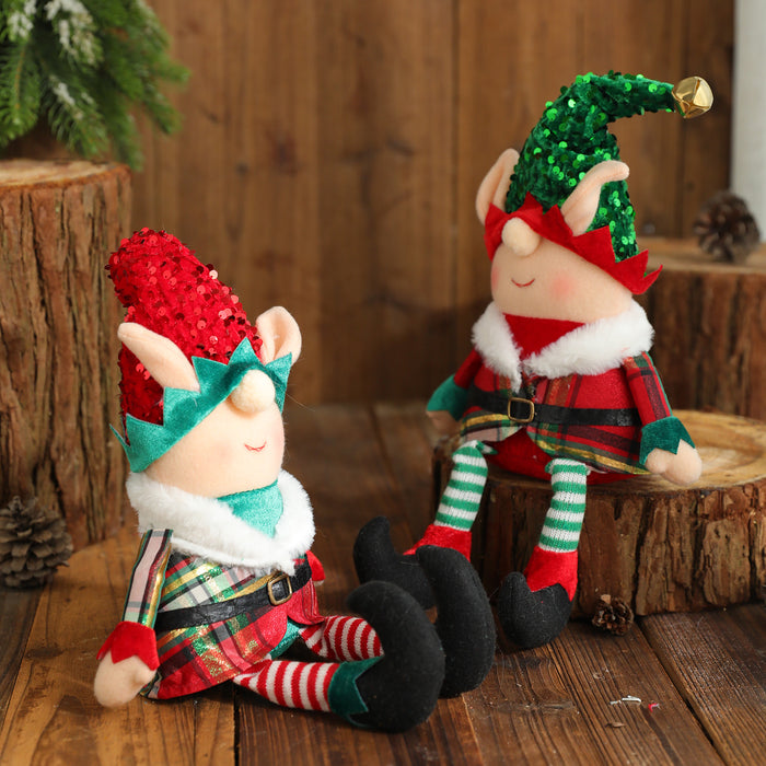 Wholesale Ornaments Cloth Christmas Elf Long Legged Doll MOQ≥2 JDC-OS-QuY008