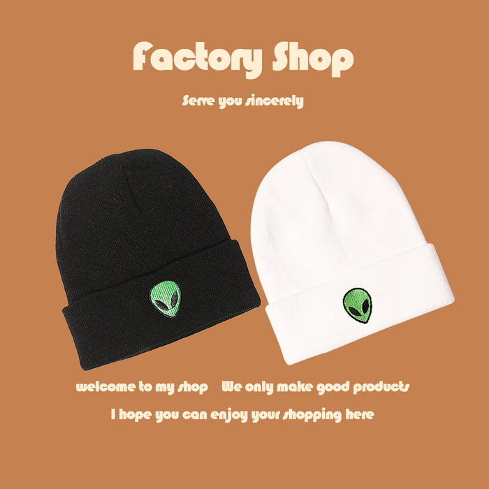 Wholesale Hat Acrylic Winter Outdoor Embroidery Alien Warm Knit Hat MOQ≥2 JDC-FH-TangQ005