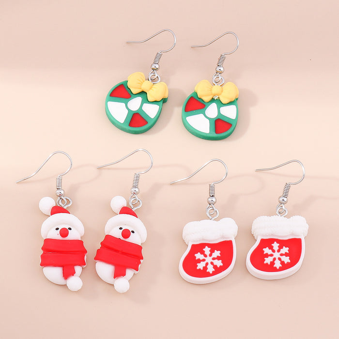 Wholesale Earring Plastic Christmas Snowflake Bow Pendant JDC-ES-yseng004