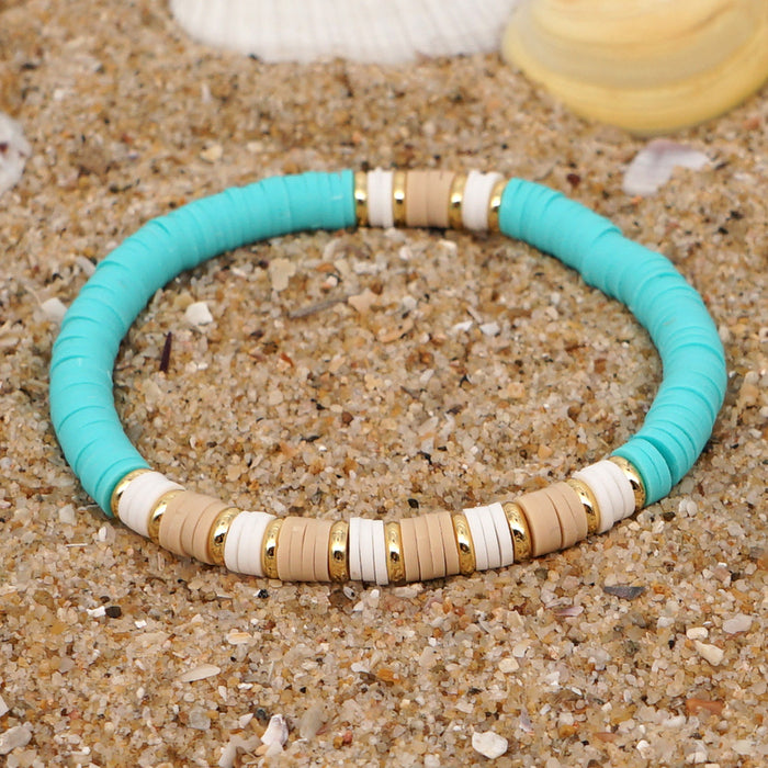 Wholesale Boho Stainless Steel Spacer Bead Bracelet Colorful Ethnic Style Clay bead bracelet  JDC-BT-YuX005