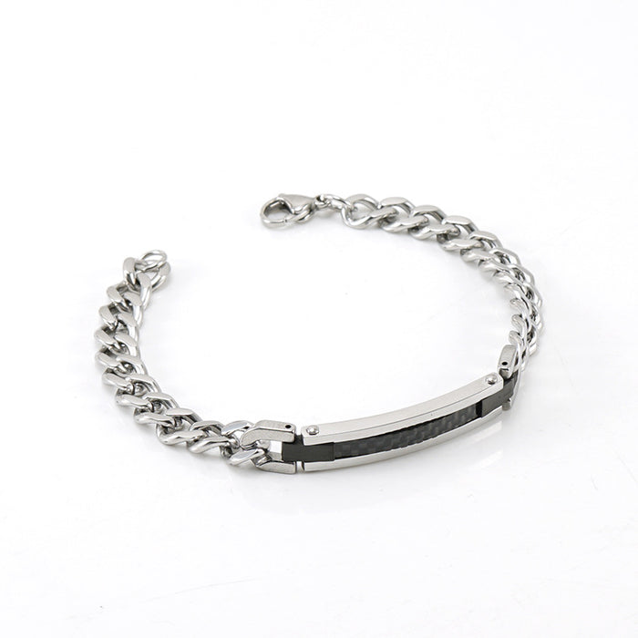 Wholesale Bracelet Titanium Steel Cuban Chain Carbon Fiber Black Adjustable MOQ≥2 JDC-BT-ZhongX006