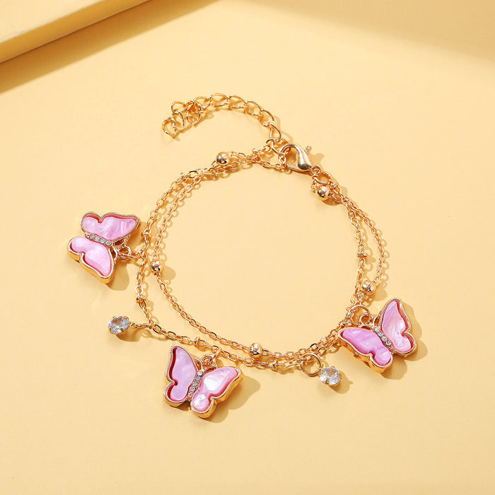 Wholesale metal dripping oil diamond butterfly bracelet design is small MOQ≥2 JDC-BT-JuYao003