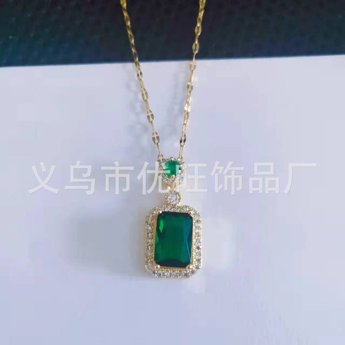 Pendientes al por mayor Cobre Emerald Crystal Zircon Collar Collar Joyería Joya MOQ≥2 JDC-ES-Youw001