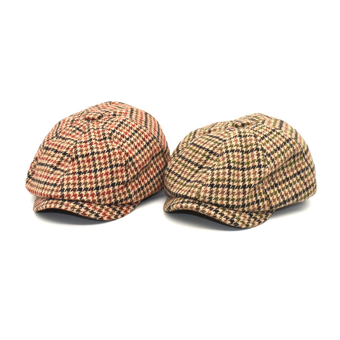 Wholesale Hat Corduroy Fall Houndstooth Pattern Octagonal Beret Hat MOQ≥2 JDC-FH-ShunMa020