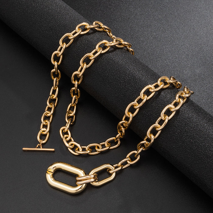 Wholesale Necklaces Aluminum Chain Alloy CCB Multilayer Metal Buckle Clavicle Chain JDC-NE-XueR001
