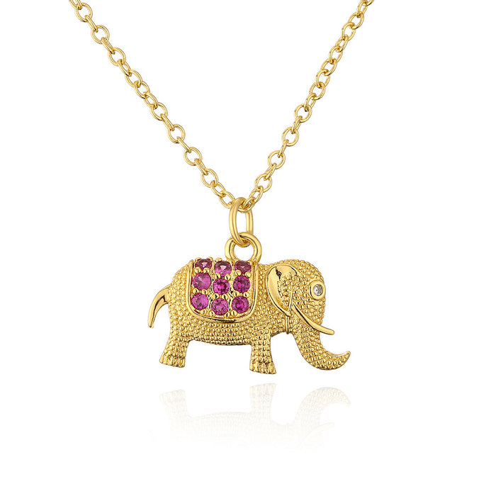 Wholesale Micro Set Zircon Elephant Pendant Necklace JDC-NE-AG155