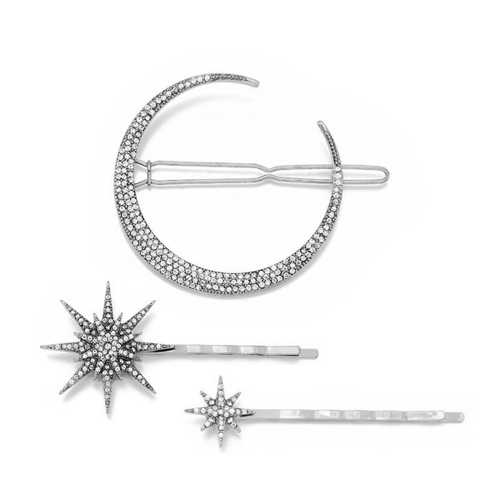 Wholesale Retro Geometric Diamond Moon Snowflake Hair Clip Set JDC-HC-Huil003
