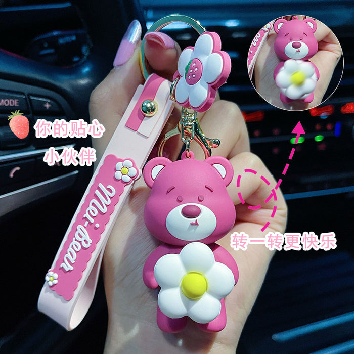Wholesale Keychain PVC Cartoon Fun Strawberry Bear MOQ≥2 JDC-KC-Yaoyun019