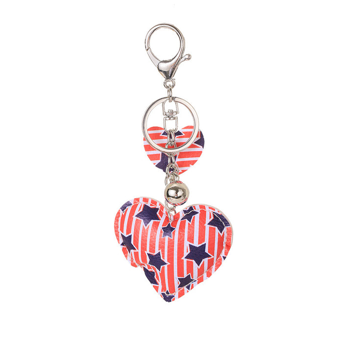 Wholesale 4th of July Independence Day Cute Peach Heart Shape Keychain MOQ≥5 JDC-KC-LK001