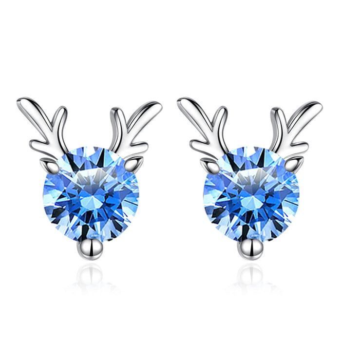 Wholesale Ear Studs Copper Blue Diamond Silver Plating MOQ≥2 JDC-ES-WEIH008
